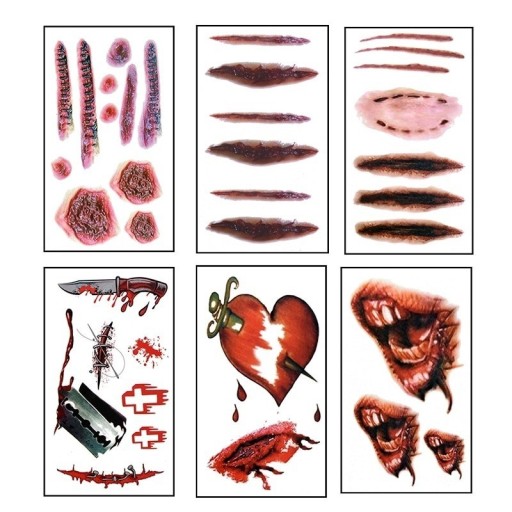 Juego de 6 pegatinas de tatuajes de Halloween