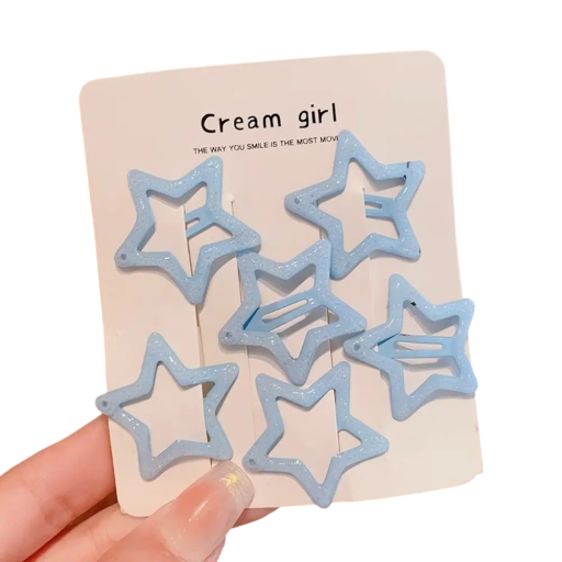 Juego de 6 pinzas para el pelo con forma de estrella, elegantes pinzas de metal para el pelo, bonitos accesorios para niñas, pinzas para el pelo con estrellas de colores.