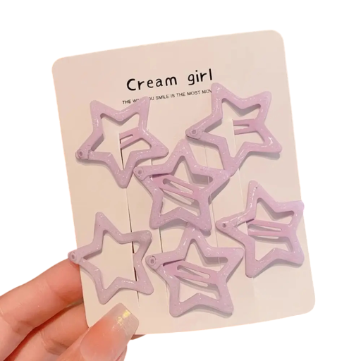 Juego de 6 pinzas para el pelo con forma de estrella, elegantes pinzas de metal para el pelo, bonitos accesorios para niñas, pinzas para el pelo con estrellas de colores.