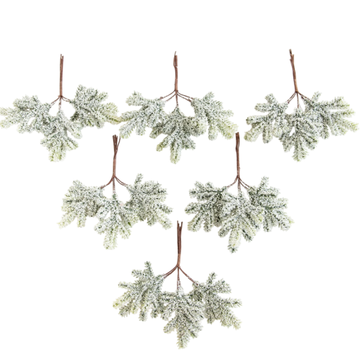 Juego de 6 ramas nevadas 12×15 cm Ramas navideñas artificiales con efecto helado Decoración invernal para mesa, corona o adorno