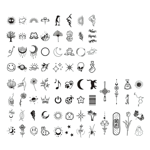 Juego de 77 calcomanías de tatuajes con jugo de hierbas frescas Tatuajes semipermanentes a prueba de agua Diseños desechables y adorables