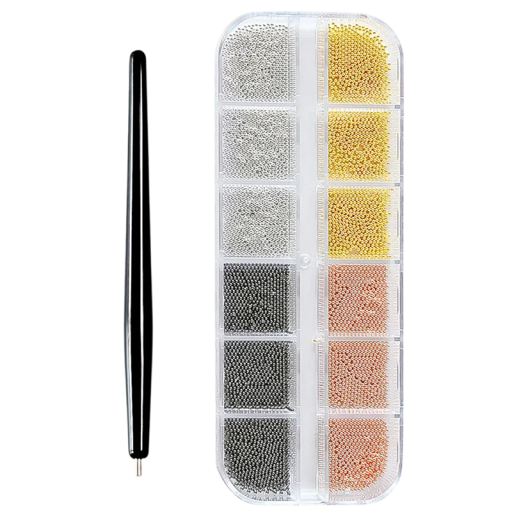 Juego de bolígrafo magnético y bolitas de acero, 4 bolas de colores, decoración de uñas, herramienta de modelado de uñas, uso profesional