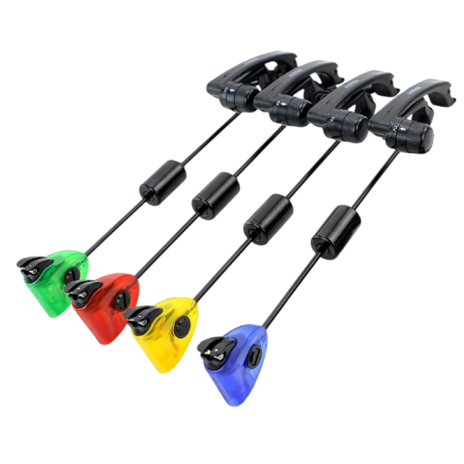 Juego de LED swingers Hirisi 4 unidades longitud 25 cm cabeza de plástico varilla de acero inoxidable con peso indicador de picada negro para detectores de pesca