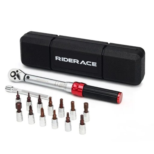 Juego de llaves de torque RIDERACE 15 piezas 1/4" 2-24Nm Llave Allen de acero bidireccional con accesorios para reparación de bicicletas