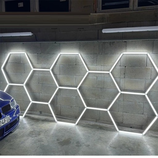 Juego de luz LED hexagonal 220V blanca fría 6500K iluminación de panal para techo taller garaje peluquería gimnasio