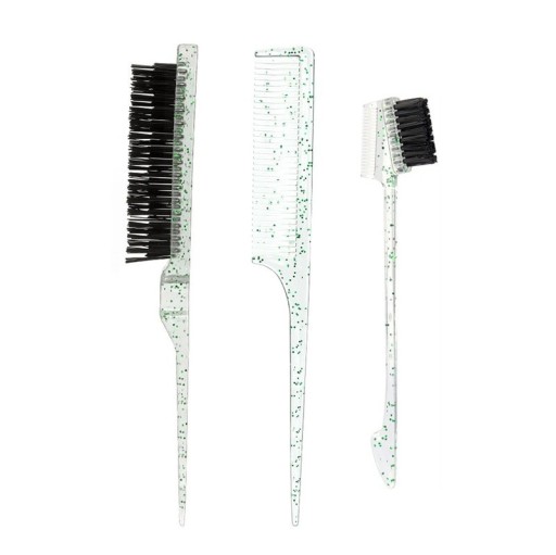 Juego de peine y cepillo de 3 piezas para pelucas de cabello real Recorte, peinado, separación del cabello Peine y cepillo 2 en 1