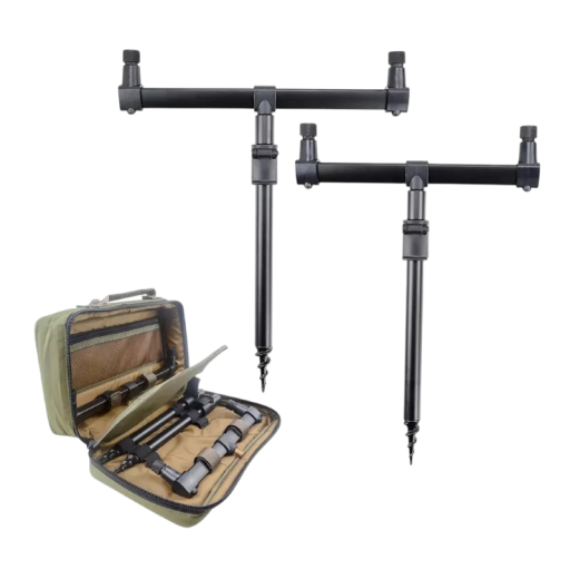 Juego de pesca Hirisi con bolsa 20 × 33 × 10 cm varillas de 25 y 30 cm cañas de 30–45 cm soporte negro para cañas de pescar