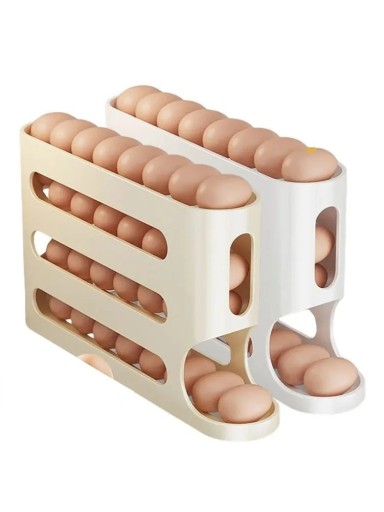 Juego de soporte para refrigerador automático, soporte para huevos y bandeja, práctico organizador de huevos, 18 x 33 x 7 cm, solución higiénica, 2 uds.
