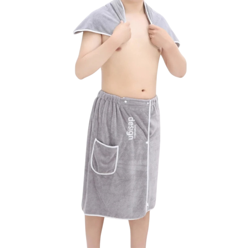 Juego de toallas 70x140 cm con bolsillo y botones + Toalla de baño Wellness 35x75 cm y toalla más pequeña Set de algodón Toalla corporal absorbente Set de baño