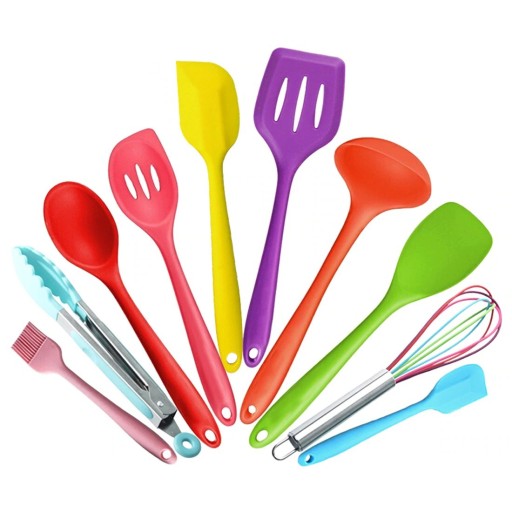 Juego de utensilios de silicona de colores - 10 uds.