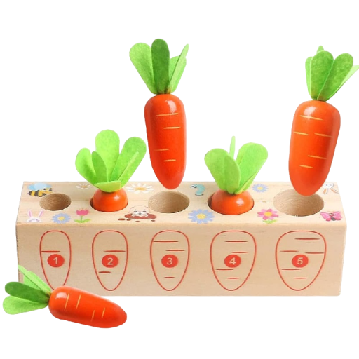 Juego infantil de insertar zanahorias.