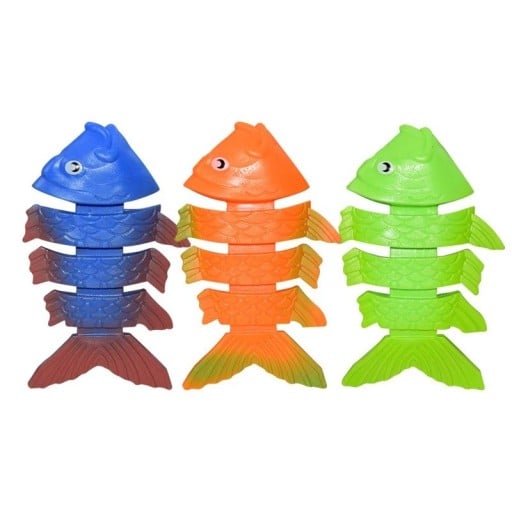 Juguete de buceo para niños en forma de pez, set de 3 piezas en colores azul, naranja y verde para juegos acuáticos y práctica de natación