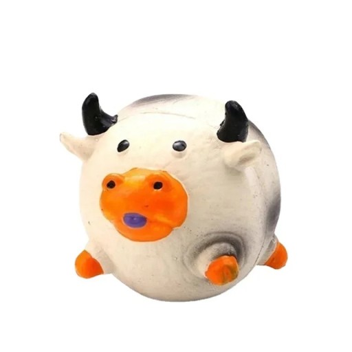 Juguete de goma para perros en forma de vaca diámetro 9 cm pelota chirriante resistente para masticar, recuperar y jugar de forma interactiva Juguete de goma para perros en forma de vaca diámetro 9 cm pelota chirriante resistente para masticar, recuperar y jugar de forma interactiva