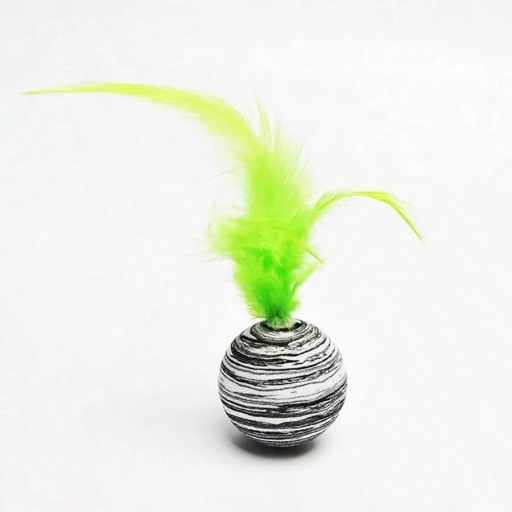 Juguete para gatos con forma de bola de plumas, interactivo, para estimular el instinto de caza, material seguro