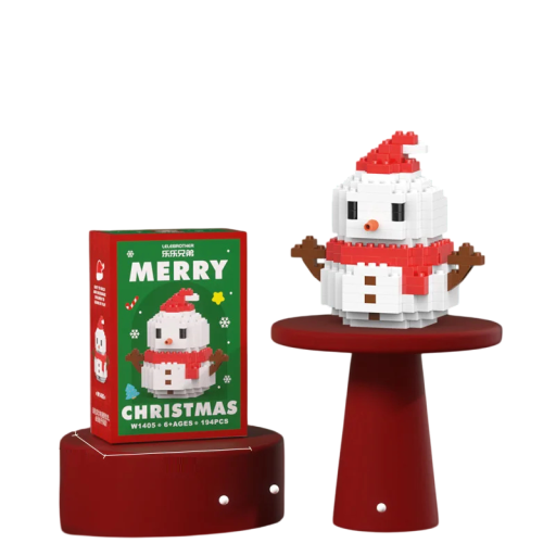 Julbyggsats Snögubbe 6,7 x 4,2 x 6,8 cm 194 st Mikro block Plastmodell Mini byggsats Juldekoration