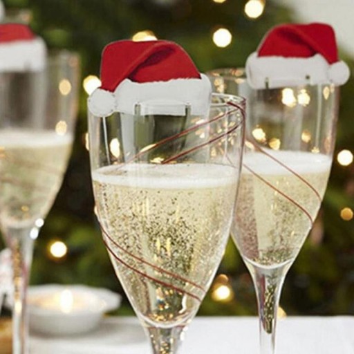 Julehætte til champagneglas - 10 stk.