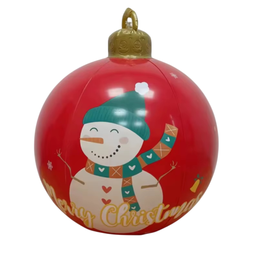 Juleinflatable dekoration 60 x 80 cm Gigantisk kugle af PVC med snemænd Udendørs vandtæt hængende pynt til vinterferier og fester