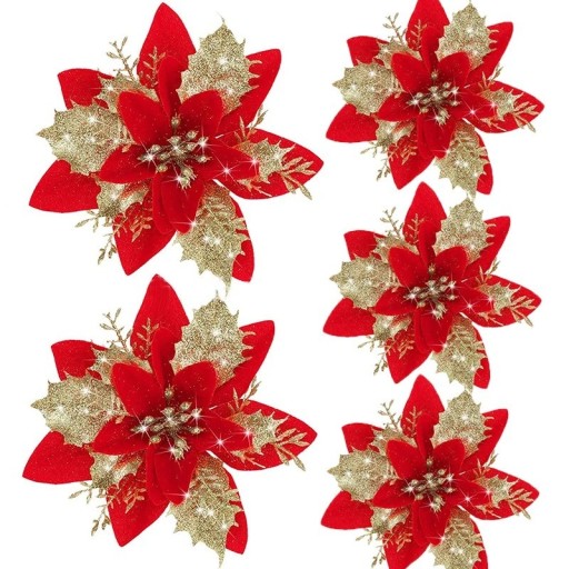 Julepynt med blomster 5 stk. A3205