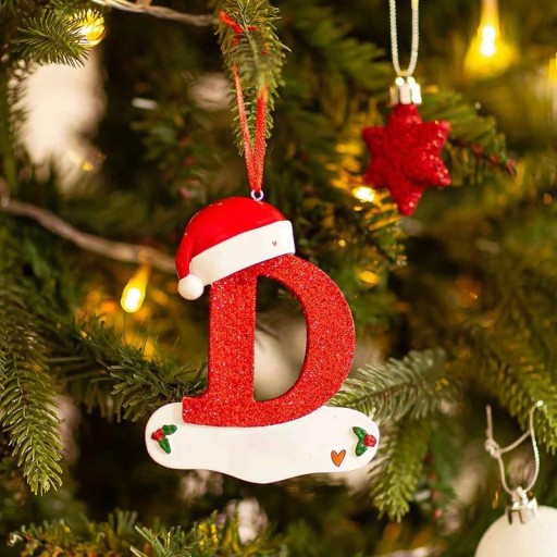 Julgransdekorationer med bokstäver Akrylbokstäver till julgran Juldekorationer Hängande bokstäver till granen Röda hängande bokstäver 10 cm