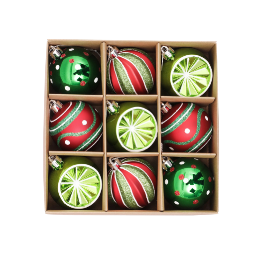 Julkulor i plast 6 cm 9 st
