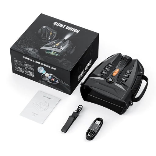 Jumelles numériques avec vision nocturne 4,0" écran 4K 10× zoom IR 850nm 5W objectif 28 mm 5000 mAh noires pour l'observation de nuit