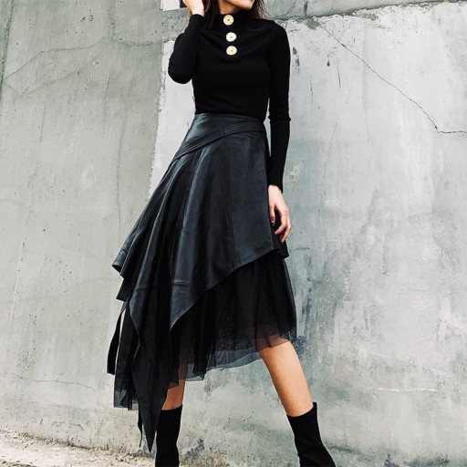 Jupe asymétrique noire pour femmes