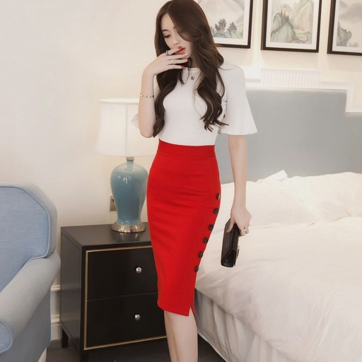 Jupe crayon femme avec boutons A1150