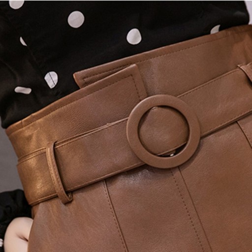 Jupe en cuir pour femme avec fente A1013