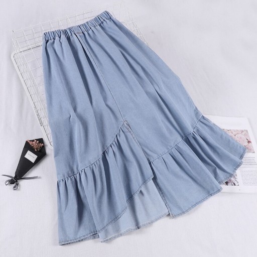 Jupe en jean pour femmes avec volants