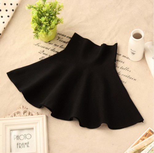 Jupe fille en velours avec taille haute - Noir