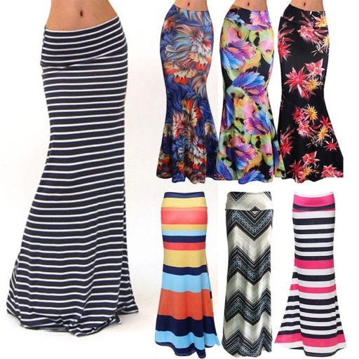 Jupe longue femme avec motif A1012