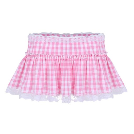 Jupe mini à carreaux pour femme avec dentelle
