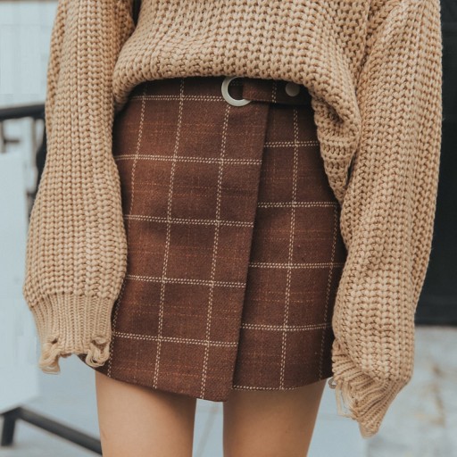 Jupe mini à carreaux pour femmes A1988