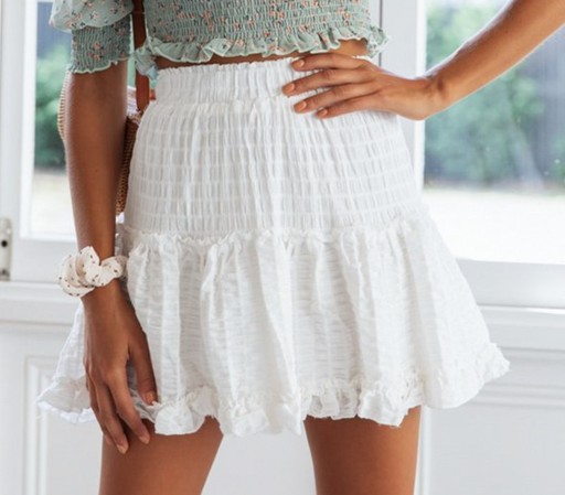 Jupe mini blanche pour femme avec fronces
