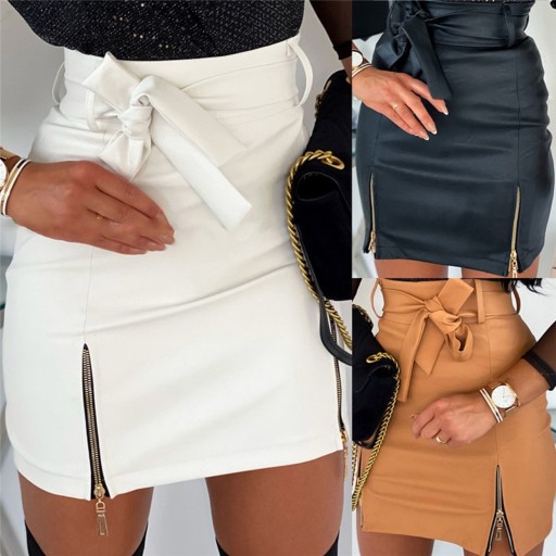 Jupe mini femme avec nœud et zips