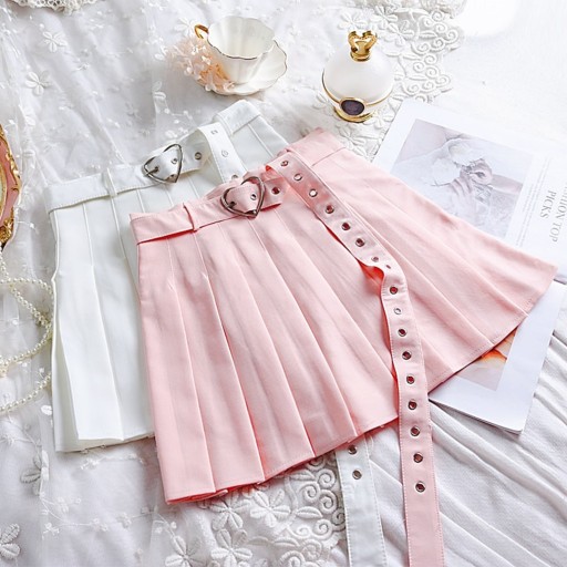Jupe mini plissée pour femme avec ceinture