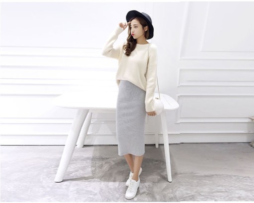 Jupe mode femme en coton - Gris clair