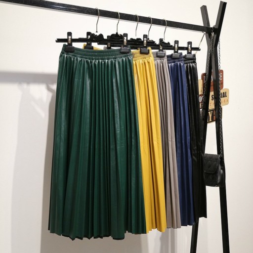 Jupe plissée en simili cuir pour femme