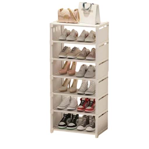 Justerbar skoopbevaring i flere lag Praktisk stativ med hylder for at spare plads Moderne design Mål 107x42x26 cm