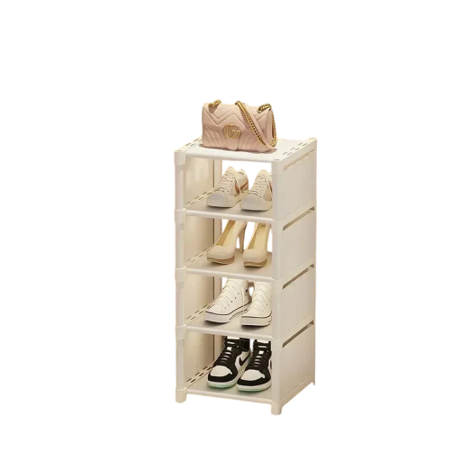 Justerbar skoopbevaring i flere lag Praktisk stativ med hylder for at spare plads Moderne design Mål 73x27x26 cm