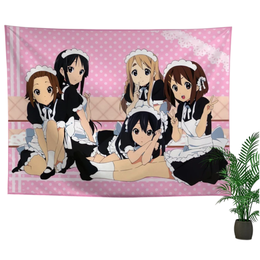K-ON! Anime gobelín na zeď 100 x 150 cm Nástěnná dekorace do pokoje Látkový plakát Bytové doplňky Anime motiv Pratelný Ruční praní