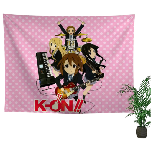 K-ON! Anime Wandteppich 100 x 150 cm Wandbehang Stoffposter Wohnkultur Zimmeraccessoires Waschbar Handwäsche Anime Motiv