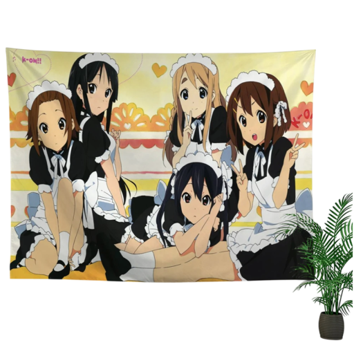 K-ON! Faligobelín 100 x 150 cm Anime fali dekoráció Szobai textil poszter Lakberendezési kiegészítők Mosógépben mosható Kézi mosás Textil díszítés