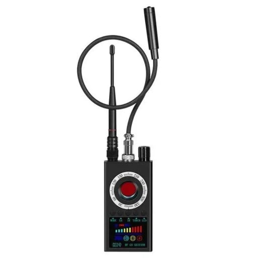 K19 Détecteur de signal sans fil Détecteur d'écoutes, de caméras cachées et de localisateurs GPS avec antenne Scanner de sécurité portable en ABS
