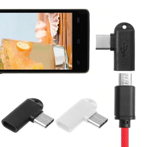 Kaareva USB-C - Micro USB M/F -sovitin