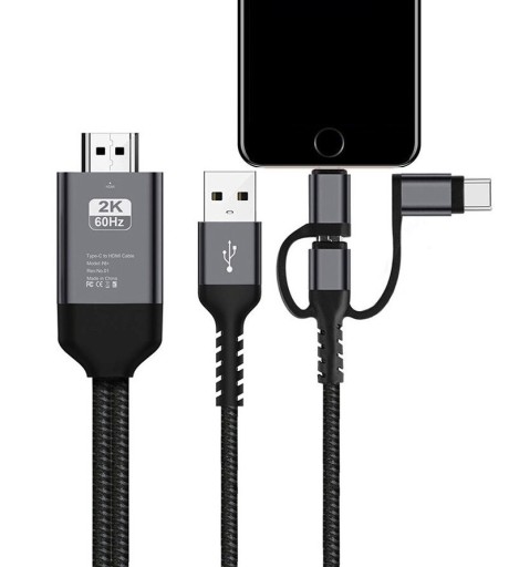 Kabel HDMI do Lightning / USB-C / Micro USB