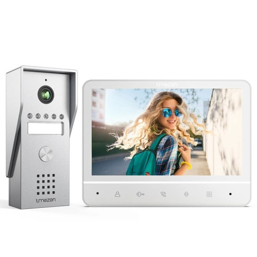 Kábel nélküli videotelefon csengővel és kamerával, 7" színes LCD monitor, 120° széles látószögű kamera, 4 vezetékes interkom éjszakai látással házhoz és lakásba