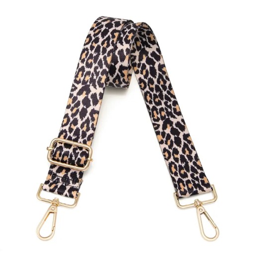 Kábelhordozó vállpánt 80–140 x 3,8 cm Leopárdmintás bézs-fekete Állítható tartalék pánt táskához Crossbody pánt táskához