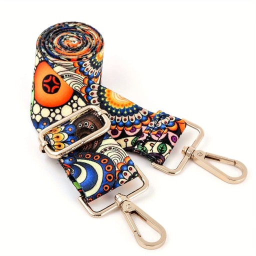 Kábelhordozó vállpánt 80–140 x 3,8 cm Narancs-kék mandala minta Állítható széles crossbody pánt táskához