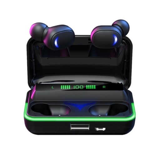 Kabellose In-Ear-Kopfhörer zum Musikhören mit Ladebox Bluetooth 5.1 Box 2000 mAh mit Display Akku der Kopfhörer 60 mAh Schwarz